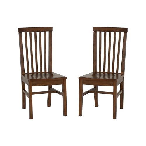 Linon Percival Walnut Solid Wooden Dining Side Chair Set of 2