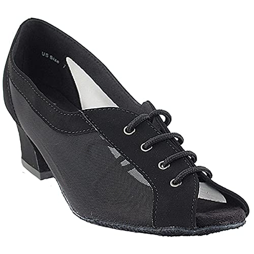 Very Fine Dance Shoes Womens Ballroom Dance Shoes Party Salsa Practice Dance Shoes Black Nubuck 1644EB Comfortable 2