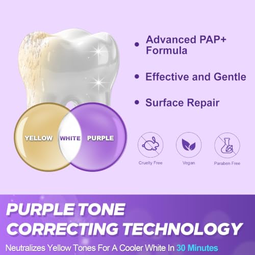 Image of Purple Teeth Whitening Strips - 28 Teeth Whitener Strips (14 Uses) | Purple Color-Correcting Gel Technology | Teeth Whitening Kit for Sensitive Teeth | Enamel Safe, Peroxide-Free for a Brighter Smile
