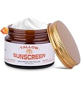TINYLENS Tallow Sunscreen SPF 50, Grass-Fed Beef Tallow & Honey Cream for Face & Body, Non-Greasy...