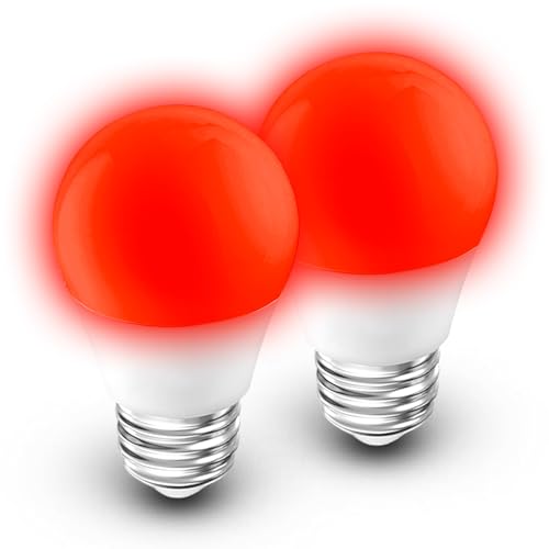 Image of Red Light Bulbs for Sleep, 625nm Red Night Lighting 25w-40w Equivalent, Blue Light Blocking, 3W 300lm, E26 Medium Base for Bedroom Sleep, Mood, Outdoor Porch, Holiday Lighting, Non-Dimmable, 2Pack