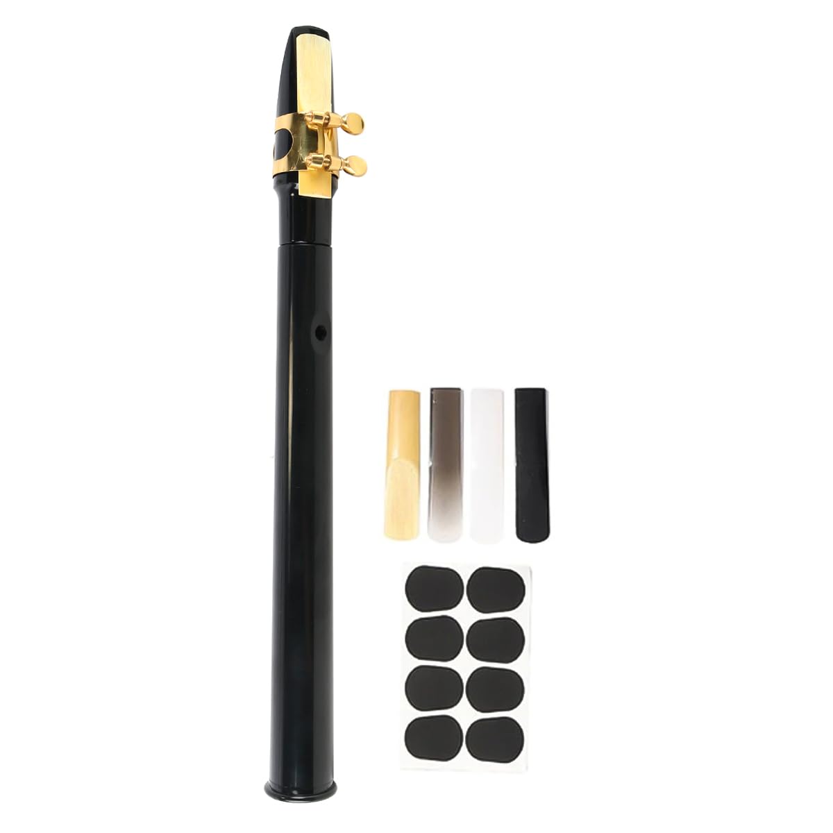 Kit de saxofón Alto de Bolsillo con 4 cañas, 8 Almohadillas dentales, Tablas de digitación y Bolsa de Transporte (Negro)