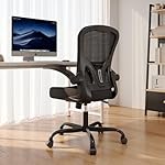 Office Chair, Ergonomic Desk Chairs 330LBS Capacity High Back Mesh Computer Chair with Flip-up Armrests, Comfy Work with Adjustable Lumbar Support, Rolling Swivel Executive Task Chair Black - Image 2