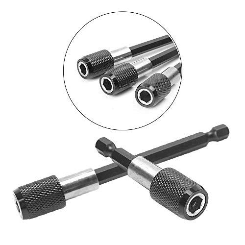Xt Auto 3Pcs 1/4 Inch Hex Shank Magnetic Extension Chuck Adapter Quick Release Bar Socket Screwdriver Bit Holder 60Mm/ 100Mm/ 150Mm For Screws Nuts Drill Hand-Held Driver #TOP3