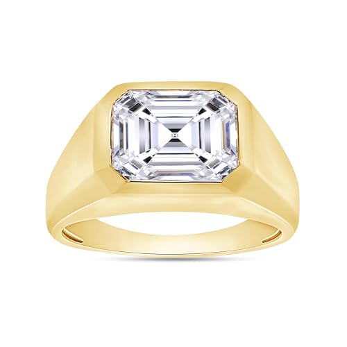 SAVEARTH DIAMONDS Men's Signet Wedding Band Ring 3.25 CT 925Y Silver, 13.5