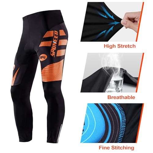 Cycling Pants for Men Road Bike Compression Tights Winter Biking Bottoms with Padding UV Proof