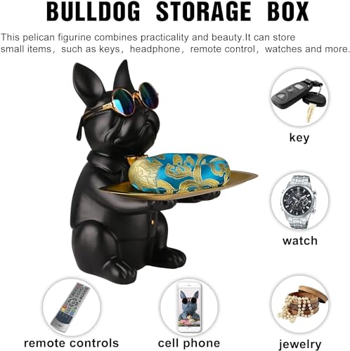 suruim-Bouledogue-Statue-Chien-avec-Plateau-Decoratif-Plateau-de-Rangement-en-Resine-pour-Cles-Friandises-et-Decoration-Decoration-Maison-Moderne-Deco-Interieur-Maison-Noir