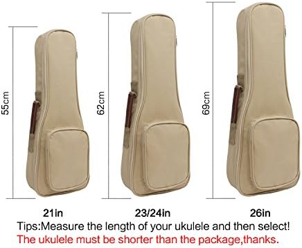 HOT SEAL 10MM Leather Handles Thick Durable Colorful Ukulele Case Bag with Storage (26in, Beige)