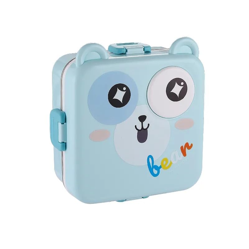 Wosta Lunch Box, Cartoon Lunch Box with Leak Proof Lid and Reusable Steel Spoon & Sauce Containers Ideal for Men, Women’s and Kids School, Office and Travel. (Blue - Bear Design) (B0DHW7YXHK) Amazon Price History, Amazon Price Tracker
