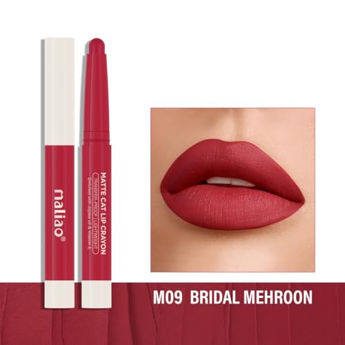 Image of Maliao Matte Cat Lip Crayon: Transfer-Proof & Lightweight (09-BRIDAL MEHROON)