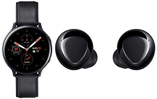 Image of Samsung Galaxy Watch Active 2 (Bluetooth + LTE, 44 mm) - Black, Steel Dial, Leather Straps with Buds+