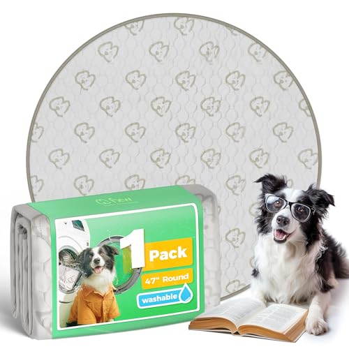 Image of FXW Washable Pee Pads for Dogs, Leak-Proof & Non-Slip, Specifically Designed for Whelping Box, 47 inch Round, Khaki, 1 Pack