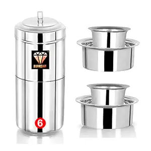 BURRDOFF Coffee Filter Stainless Steel (200ml + 2 Dabara & 2 Glass) Filter Coffee Maker Steel Indian Coff
