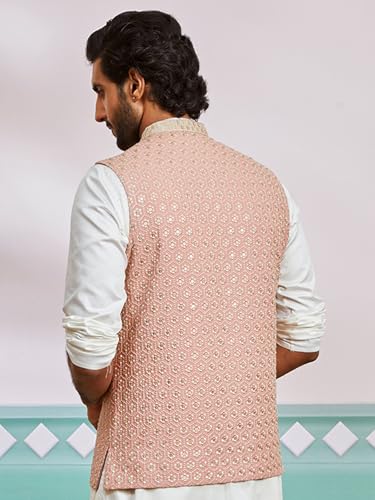 Image of VASTRAMAY Men's Embroidered Nehru Jacket - Festive Ethnic Waistcoat for Festive, Wedding, Party & Traditional Occasion Outfit