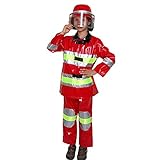 Kinderkostüm Feuerwehrmann Krause & Sohn Kinderkostüm Feuerwehrmann Florian Gr. 128 rot wasserfest Uniform Beruf Fasching