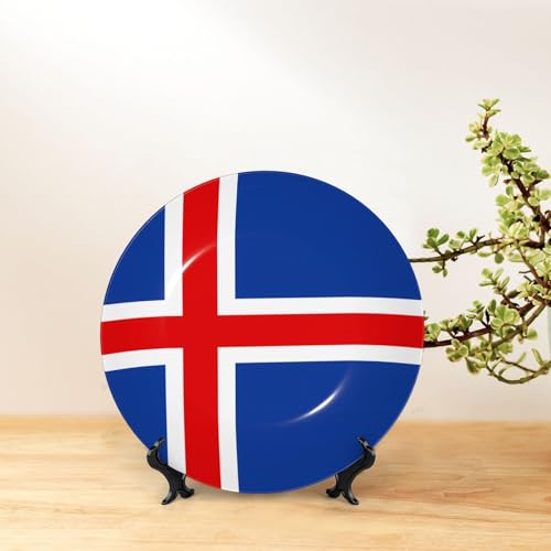 Drapeau Islande en porcelaine 15 cm avec support pour mur - 7