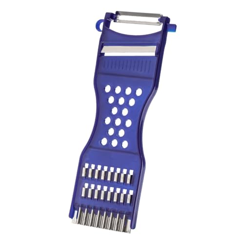 VLEDARLING pela verdure e frutta 6 in 1, pelapatate, sbucciatore universale, pela carote, pelatutto, potapeeler, impugnatura ergonomica, lame in acciaio inox (Blu)