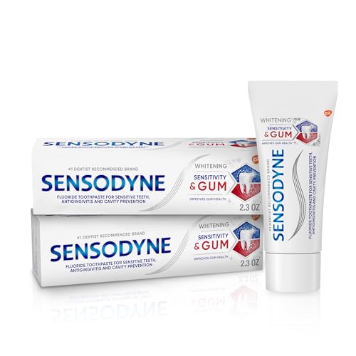 Sensodyne Sensitivity & Gum Sensitive Teeth Whitening Toothpaste Toothpaste for Gingivitis and Sensitive Teeth Treatment - 2.3 Ounces (Pack of 2)