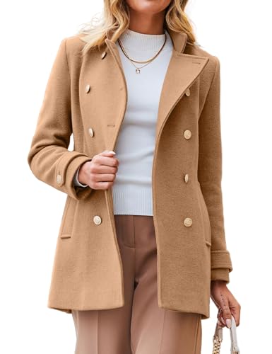 IDEALSANXUN Womens Fall Winter Peacoat Wool Coat Double Breasted Blazer Jacket Trench Coat