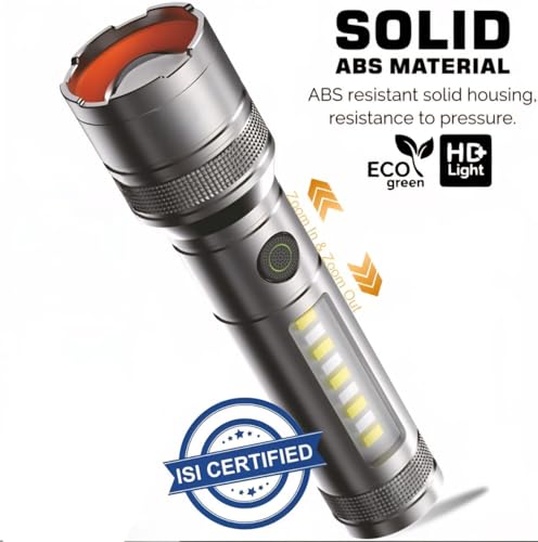Image of RL-M15 Professional 100W LED Flashlight | Super Bright Long Range Torch | Telescopic Zoom | Rechargeable Type-C for Emergency Use