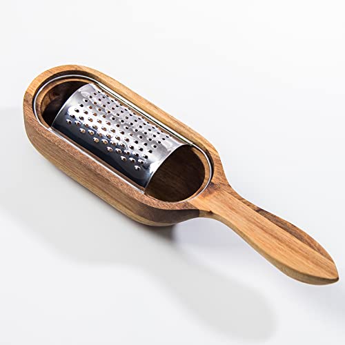 Wooden Cheese Grater With Handle,Rustic Brown Cheese Shredder With Storage Space,Handheld Kitchen Graters For Cheese Lemon Chocolate #TOP19
