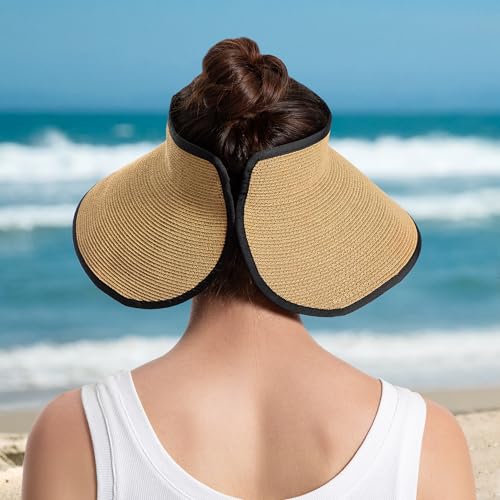 Visera de paja para mujer con ala ancha verano playa miniatura 7