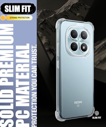 Image of WOW IMAGINE Ultra-Hybrid Crystal Clear Back Case for Xiaomi Redmi Note 15 5G | Shockproof Design | Camera Protection Bump | Hard Mobile Back Cover with Cushioned Edges - Transparent
