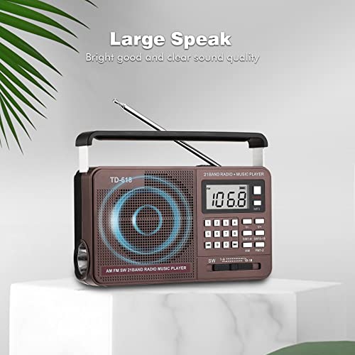 Portable Am Fm Sw Radio With Best Reception, Lcd Display, Support Usb Flash Drive And Tf Card, Ac Charge And Rechargeable Battery Power Transistor Shortwave Radio With Big Speaker And Earphone Jack #TOP3