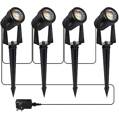 Totofac Garden Spike Lights, 12V 12W Pathway Lights 4-Pack COB LED Garden Spotlights,Ip65 Waterproof Outdoor Landscape Spotlights with Spike Stand for Garden, Yard, Lawn(Warm White Cover