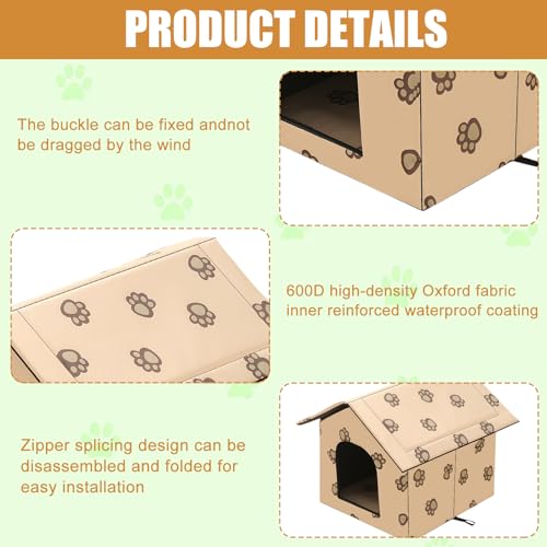 Katzenhaus Draußen Winterfest Wasserdicht Katzenhöhle: WIYETY 40x35x38cm Faltbare Hundehöhle für Kleine Hunde und Katzen, Warm Waschbar Tierheim für Streuner