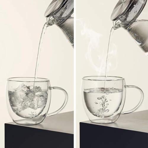 Image of Double Wall Glass Coffee Mugs - Glass Double Layer Tea & Coffee Cup Double Walled Glass Mugs for hot & Cold Drinks Coffee Tea Milk cappuchino Juice (250ML Mug, 2 Pieces) (MCV-6)