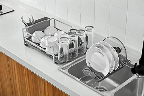 Kk Kingrack Aluminum Dish Rack With Expandable Over The Sink, In Sink Dish Drying Rack And Drain Broad, Removable Cutlery Holder, Anti-Scratch Cup Holder (112040) #TOP1