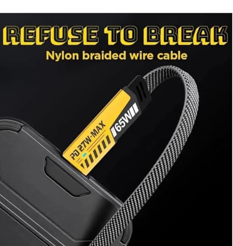 Image of PremiumAV 65W Fast Charging Cable - 2-in-1 USB-A to USB-C and Lightning Multi-Angle Nylon Braided Cable for iPhone, Android, Tablets, Power Banks, and USB-C Devices