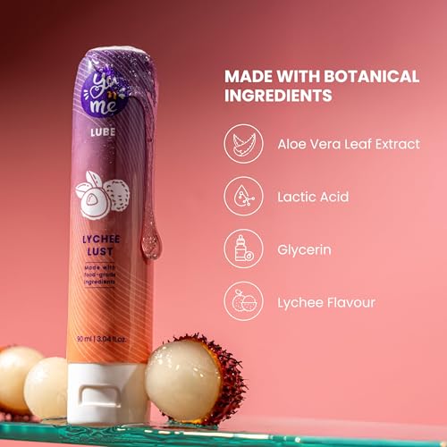 Image of Yu n Me Aloe-Based Lychee Massage Gel | 100g | Long-Lasting Smooth Glide Formula | Edible-Grade Flavour | pH Balanced | Dermatologically Tested | Lychee Flavour | Personal Care | Pack Of 1