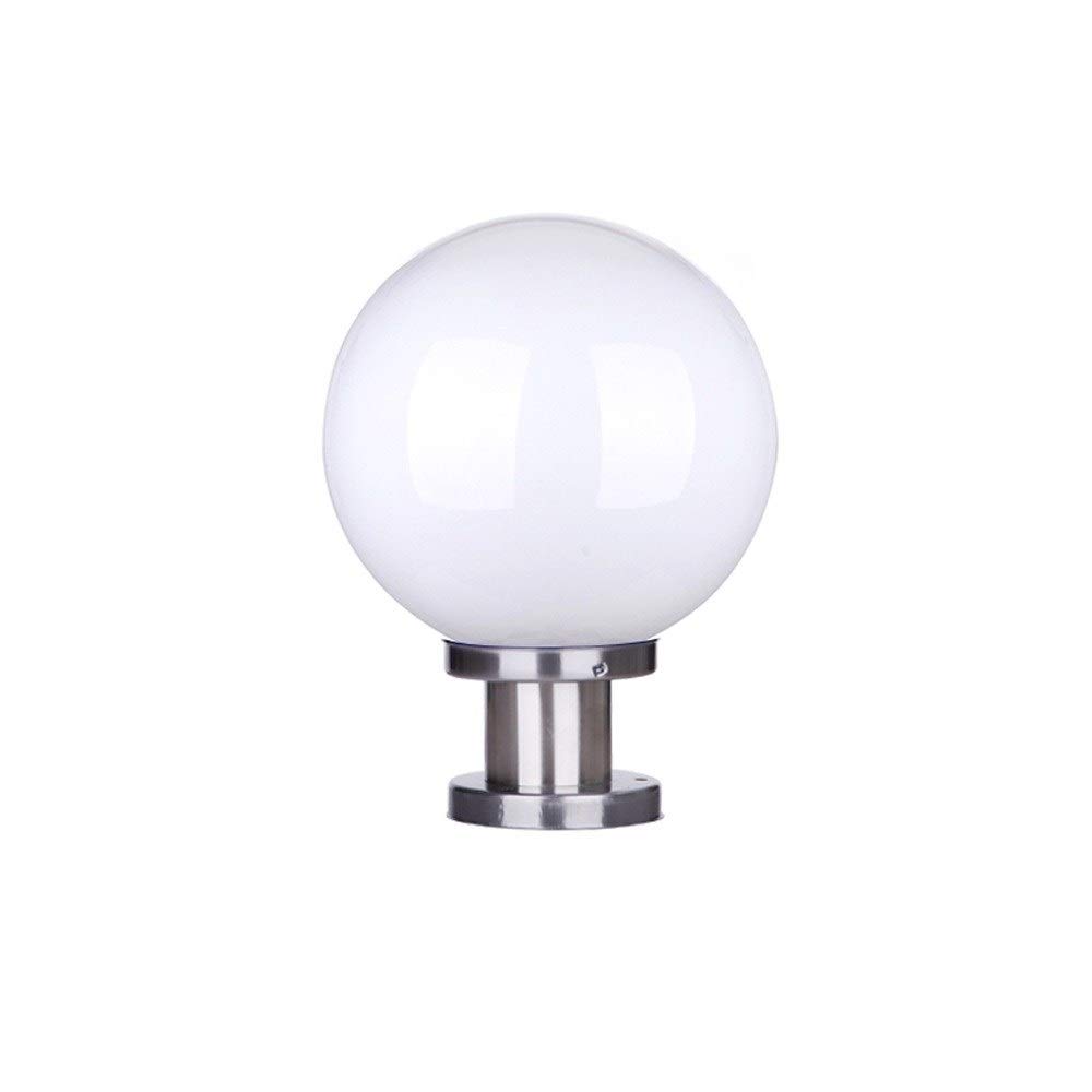 Memnk Metallic Stainless Steel Globe Light Waterproof Outdoor Street Lighting Column Pillar Lamp E27 External Wall Decoration Spherical Gate Lantern For Yard Deck Pond Landscape (Size : 25 * 31Cm)