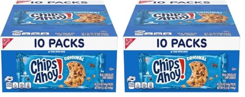 CHIPS AHOY! Original Chocolate Chip Cookies, 10 Snack Packs (4 Cookies Per Pack) (Pack of 2)