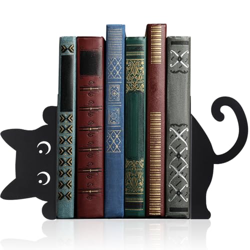 Geelin Peeping Cat Metal Bookends Set of 2 Cute Book Ends for Shelves Decorative Bookshelf Home...