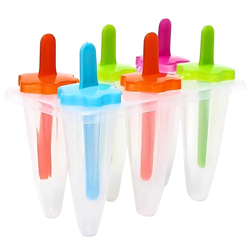 ECVV6-Piece Reusable Popsicle Maker Set | BPA-Free Ice Lolly Moulds with Colorful Handles | Easy-Release DIY Ice Cream Tray for Kids & Adults | Summer Frozen Treats Mold
