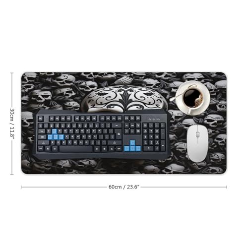 Black and White Skulls Desk Pad con Base de Goma Grande 60x30 cm miniatura 2