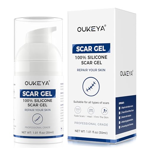 OUKEYA Gel de Silicona para Cicatrices – Mejora el aspecto de cicatrices viejas y nuevas, estrías y marcas de acné – Gel transparente apto para todo tipo de piel, 30 ml
