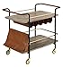 Acme Naude 2-Shelf Wood Serving Cart with Wheel in Gold and Black
