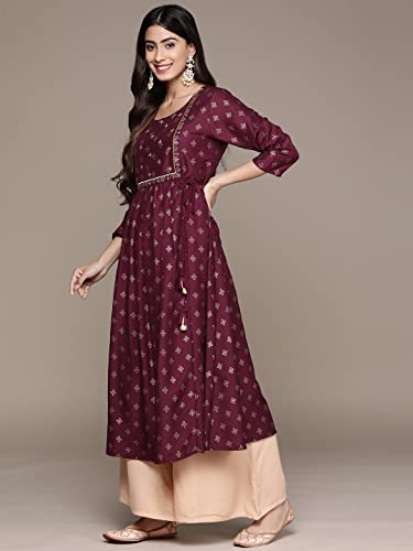 Image of ishin Silk Solid Regular Women's Kurti