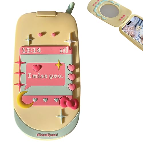 Coque miroir iPhone 17 Pro Max jaune pour femmes et filles style rétro