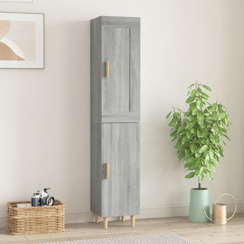 Gecheer Aparador Alto Armario Alto para Columna Armario Colgante Aparador Entrada Aparador Suspendido Acento Pasillo Vestíbulo Recibidor Auxiliar Madera contrachapada Gris Sonoma 35x34x180 cm