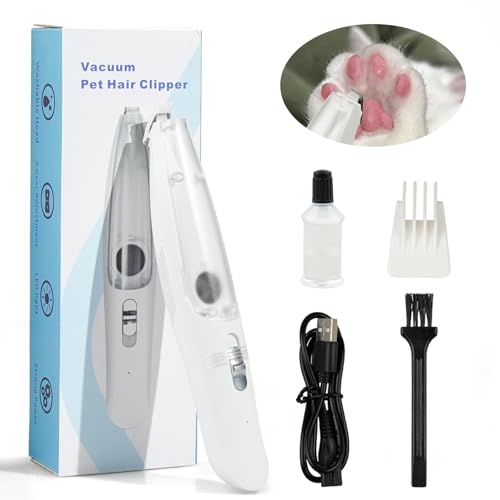 Image of Dog Paw Trimmer for Grooming - Quiet, Rechargeable Pet Paw Trimmer for Dogs and Cats with Light, Hair Suction, Dual-Speed Ceramic Blades - Safe & Precise Cat for Small Areas