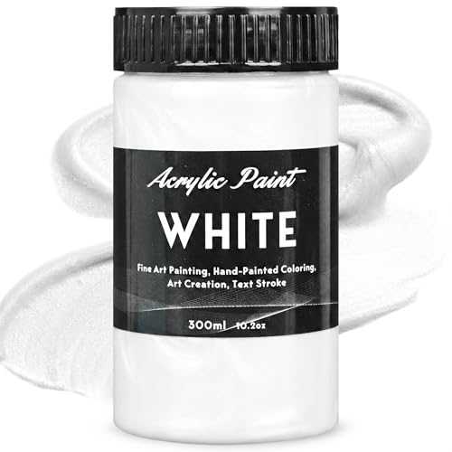Image of Pearlescent Acrylic Paint, 300ml /10.2oz Non Toxic Waterproof Metallic Pearl White Acrylic Paint for Crafts, Furniture, Wood, Clay, Canvas, Rocks, Metal, Plastic, Art Supplies