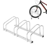 KOMBO - Rastrelliera Portabici 3 Posti in Acciaio Zincato per Ruote fino a 28" con Ganci Doppi e Tappi Anti-Graffio – Parcheggio Bici da Esterno o Garage, 63x30x21 cm