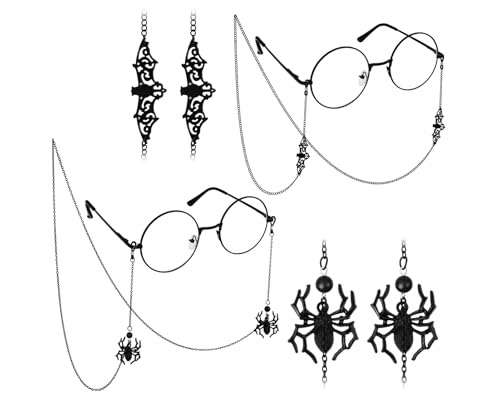 Image of DS. DISTINCTIVE STYLE Gothic Glasses Chain with Pendants Halloween Metallic Chain for Glasses Around Neck for Women, 2 Pack