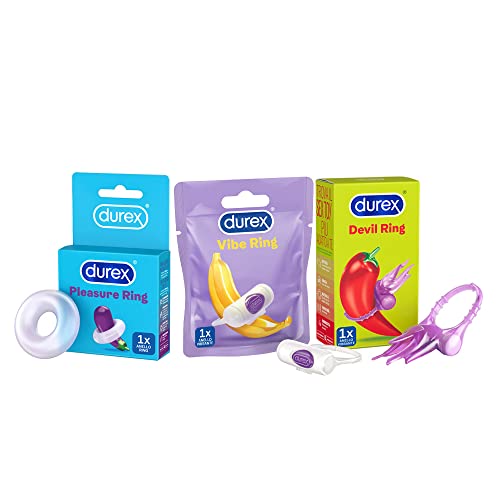 Durex Kit Anelli Play Little Devil, Play Intense Vibration, Pleasure ring Vibratori, Anelli Stimolanti per lui e per lei, 3 Pezzi