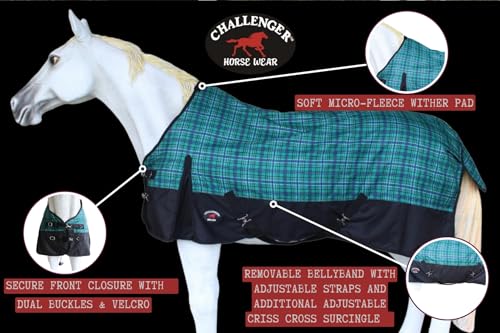 Image of Challenger 1200D Turnout Waterproof Rain Light-Weight Sheet Plaid Horse Blanket 3EE09G
